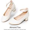 DREAM PAIRS Girls Dress Shoes Chunky High Heels Ankle Strap Party Wedding Princess Pump for Little Big Kid(White)