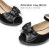 DREAM PAIRS Girls Heels Dress Shoes Flats for Wedding Bow Flower Princess Shoes for Little Kid/Big Kid(Black-pu)