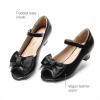 DREAM PAIRS Girls Heels Dress Shoes Flats for Wedding Bow Flower Princess Shoes for Little Kid/Big Kid(Black-pu)