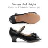 DREAM PAIRS Girls Heels Dress Shoes Flats for Wedding Bow Flower Princess Shoes for Little Kid/Big Kid(Black-pu)