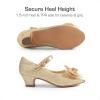 DREAM PAIRS Girls Heels Dress Shoes Flats for Wedding Bow Flower Princess Shoes for Little Kid/Big Kid(Gold-glitter)