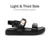 DREAM PAIRS Girls Sandals Casual Open Toe Two Adjustable Strapped Sandals with Hook and Loop for Little Kid/Big Kid(Black)