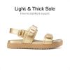 DREAM PAIRS Girls Sandals Casual Open Toe Two Adjustable Strapped Sandals with Hook and Loop for Little Kid/Big Kid(Gold)