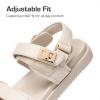 DREAM PAIRS Girls Sandals Casual Open Toe Two Adjustable Strapped Sandals with Hook and Loop for Little Kid/Big Kid(Nude)