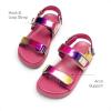 DREAM PAIRS Girls Sandals Casual Open Toe Two Adjustable Strapped Sandals with Hook and Loop for Little Kid/Big Kid(Pink/Purple)