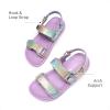 DREAM PAIRS Girls Sandals Casual Open Toe Two Adjustable Strapped Sandals with Hook and Loop for Little Kid/Big Kid(Rainbow)