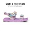 DREAM PAIRS Girls Sandals Casual Open Toe Two Adjustable Strapped Sandals with Hook and Loop for Little Kid/Big Kid(Rainbow)