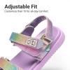 DREAM PAIRS Girls Sandals Casual Open Toe Two Adjustable Strapped Sandals with Hook and Loop for Little Kid/Big Kid(Rainbow)