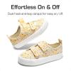 DREAM PAIRS Kids Toddler Sneakers Boys Girls Canvas with Cartoon Dual Hook and Loops for School Walking(Yellow/Flower)