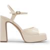 DREAM PAIRS Platform Heels for Women, Square Toe Chunky High Heels Ankle Strap Sandals for Wedding Party Formal Event(Beige)