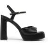 DREAM PAIRS Platform Heels for Women, Square Toe Chunky High Heels Ankle Strap Sandals for Wedding Party Formal Event(Black)
