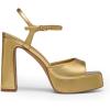 DREAM PAIRS Platform Heels for Women, Square Toe Chunky High Heels Ankle Strap Sandals for Wedding Party Formal Event(Gold)
