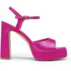 DREAM PAIRS Platform Heels for Women, Square Toe Chunky High Heels Ankle Strap Sandals for Wedding Party Formal Event(Hot Pink)