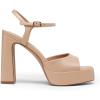 DREAM PAIRS Platform Heels for Women, Square Toe Chunky High Heels Ankle Strap Sandals for Wedding Party Formal Event(Nude)