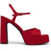DREAM PAIRS Platform Heels for Women, Square Toe Chunky High Heels Ankle Strap Sandals for Wedding Party Formal Event(Red)