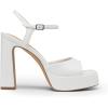 DREAM PAIRS Platform Heels for Women, Square Toe Chunky High Heels Ankle Strap Sandals for Wedding Party Formal Event(White)