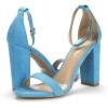 DREAM PAIRS Women’s Hi-Chunk High Heel Pump Sandals(Blue/Suede)