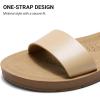 DREAM PAIRS Women’s One Band Ankle Strap Buckle Flat Sandals(Nude)