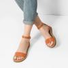 DREAM PAIRS Women’s One Band Ankle Strap Buckle Flat Sandals(Tan/Pu)