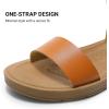 DREAM PAIRS Women’s One Band Ankle Strap Buckle Flat Sandals(Tan/Pu)