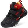 DREAM PAIRS Boys Girls Basketball Shoes Little Kid Big Kid Non-Slip Sport Athletic Sneakers Boys Comfortable Durable School Training Shoes(Black/Red)
