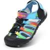 DREAM PAIRS Boys Girls Summer Outdoor Athletic Sport Sandals Hiking Beach Casual Closed Toe Adjustable Multicolor for Toddler/Little/Big Kids(Blue/Black)