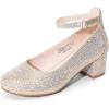 DREAM PAIRS Girls Dress Shoes Chunky High Heels Ankle Strap Party Wedding Princess Pump for Little Big Kid(Gold)