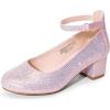 DREAM PAIRS Girls Dress Shoes Chunky High Heels Ankle Strap Party Wedding Princess Pump for Little Big Kid(Pink)