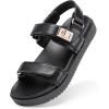 DREAM PAIRS Girls Sandals Casual Open Toe Two Adjustable Strapped Sandals with Hook and Loop for Little Kid/Big Kid(Black)