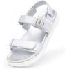 DREAM PAIRS Girls Sandals Casual Open Toe Two Adjustable Strapped Sandals with Hook and Loop for Little Kid/Big Kid(Sliver)