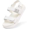 DREAM PAIRS Girls Sandals Casual Open Toe Two Adjustable Strapped Sandals with Hook and Loop for Little Kid/Big Kid(White)