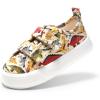 DREAM PAIRS Kids Toddler Sneakers Boys Girls Canvas with Cartoon Dual Hook and Loops for School Walking(Brown/Dinosaur)
