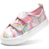DREAM PAIRS Kids Toddler Sneakers Boys Girls Canvas with Cartoon Dual Hook and Loops for School Walking(Rainbow)