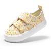 DREAM PAIRS Kids Toddler Sneakers Boys Girls Canvas with Cartoon Dual Hook and Loops for School Walking(Yellow/Flower)