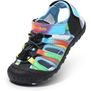 DREAM PAIRS Boys Girls Summer Outdoor Athletic Sport Sandals Hiking Beach Casual Closed Toe Adjustable Multicolor for Toddler/Little/Big Kids(Blue/Black)