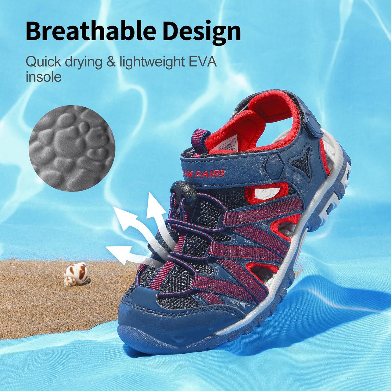 image:imageDREAM PAIRS Boys Girls ClosedToe Outdoor Summer Sport Sandals for ToddlerLittleBig KidBlueGreyRed