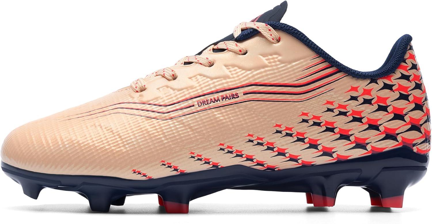 image:imageDREAM PAIRS Boys Girls FG AG Soccer Cleats HighSpeed AntiTwist Lightweight Football ShoesCoral Pink