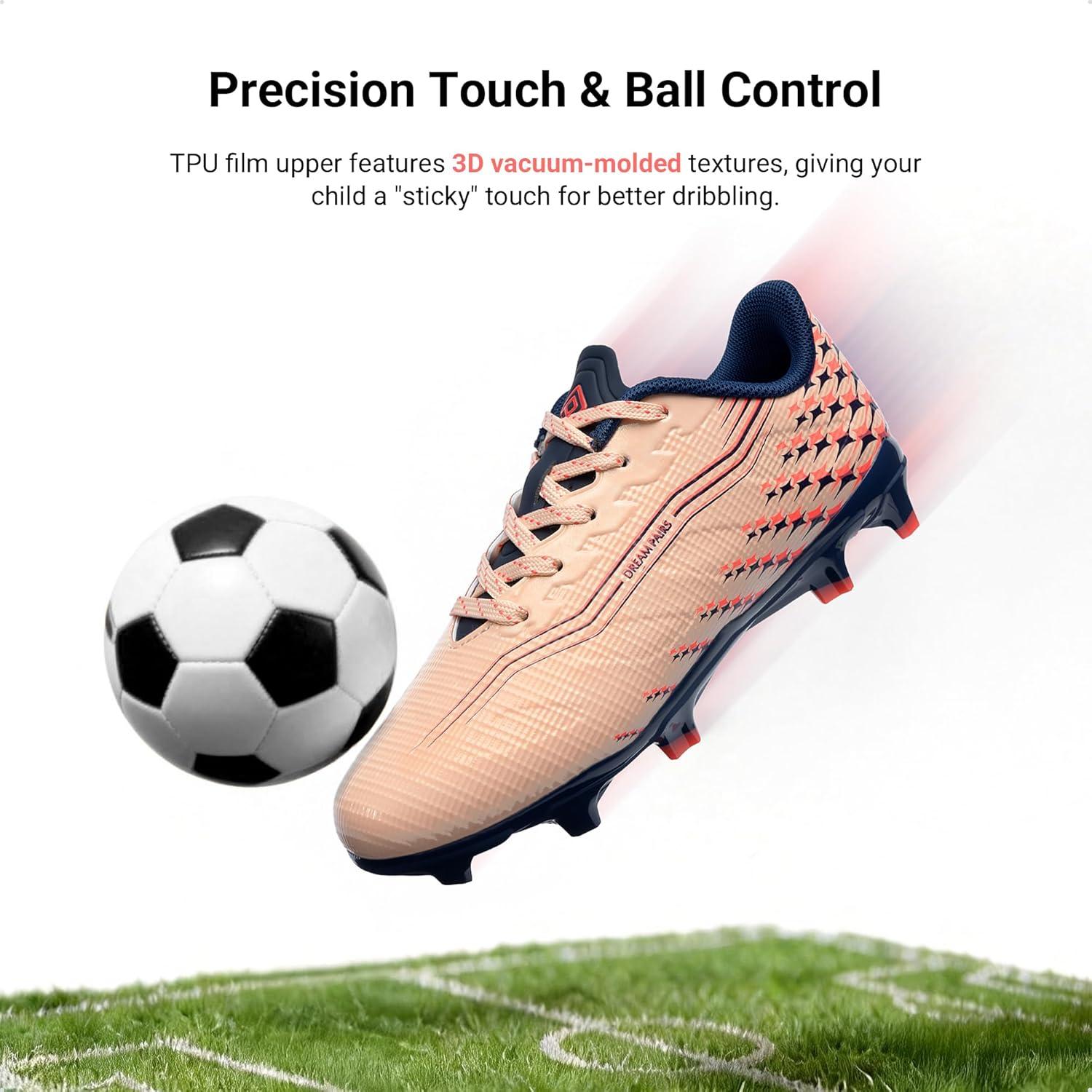 image:imageDREAM PAIRS Boys Girls FG AG Soccer Cleats HighSpeed AntiTwist Lightweight Football ShoesCoral Pink