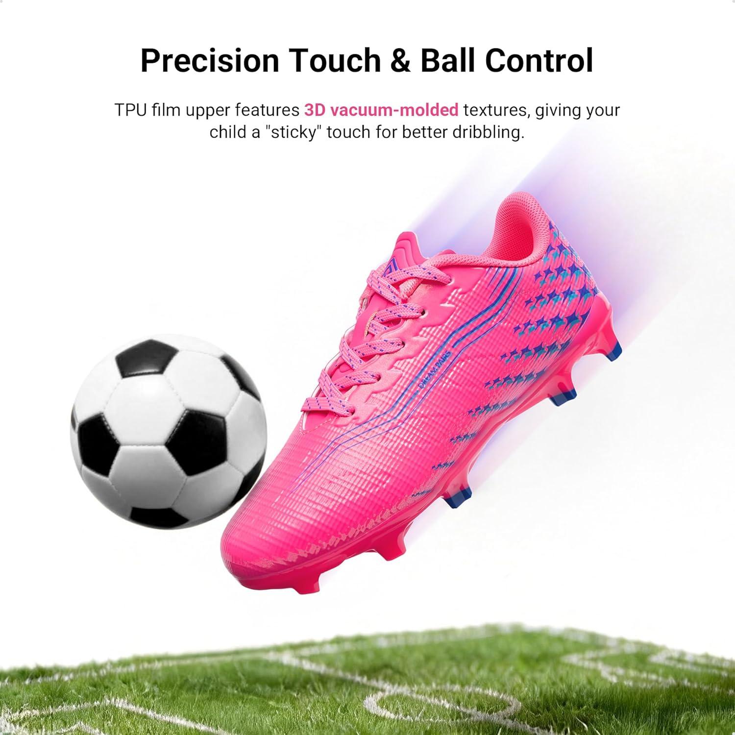 image:imageDREAM PAIRS Boys Girls FG AG Soccer Cleats HighSpeed AntiTwist Lightweight Football ShoesHot Pink