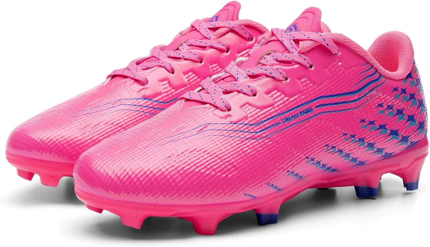 image:imageDREAM PAIRS Boys Girls FG AG Soccer Cleats HighSpeed AntiTwist Lightweight Football ShoesHot Pink