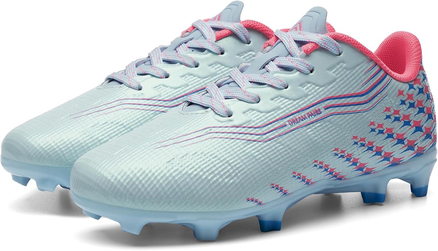 image:imageDREAM PAIRS Boys Girls FG AG Soccer Cleats HighSpeed AntiTwist Lightweight Football ShoesLight BluePink