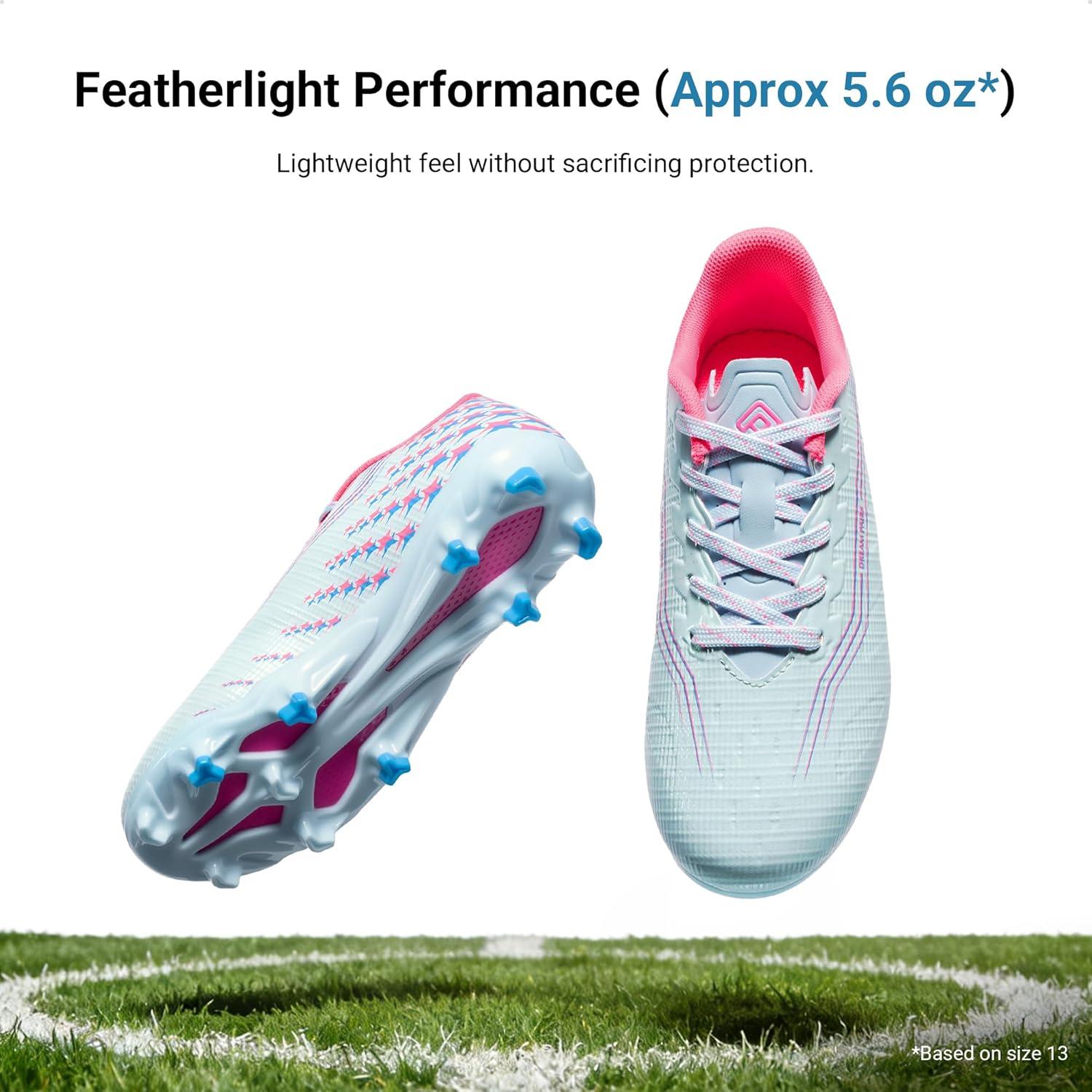 image:imageDREAM PAIRS Boys Girls FG AG Soccer Cleats HighSpeed AntiTwist Lightweight Football ShoesLight BluePink