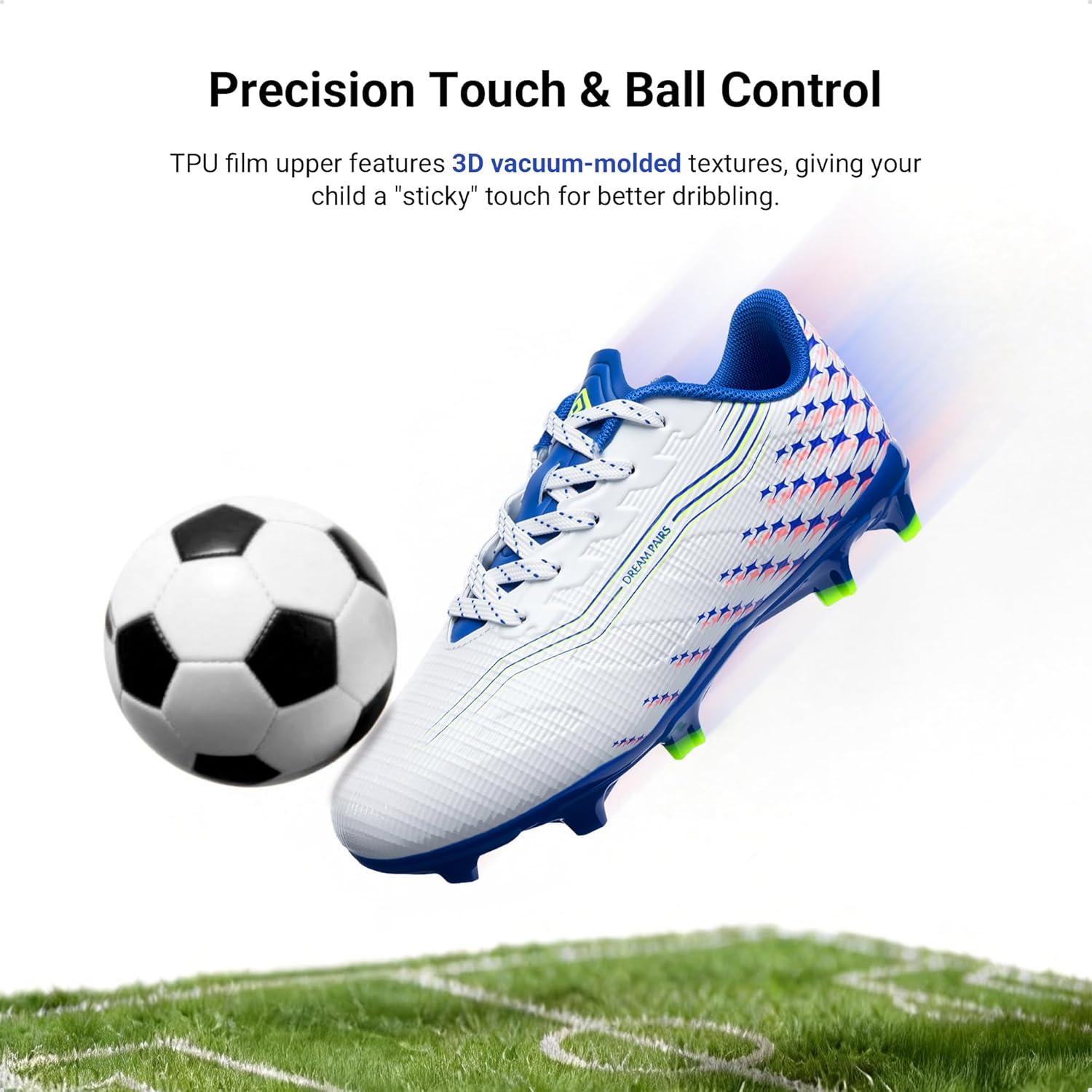 image:imageDREAM PAIRS Boys Girls FG AG Soccer Cleats HighSpeed AntiTwist Lightweight Football ShoesWhite