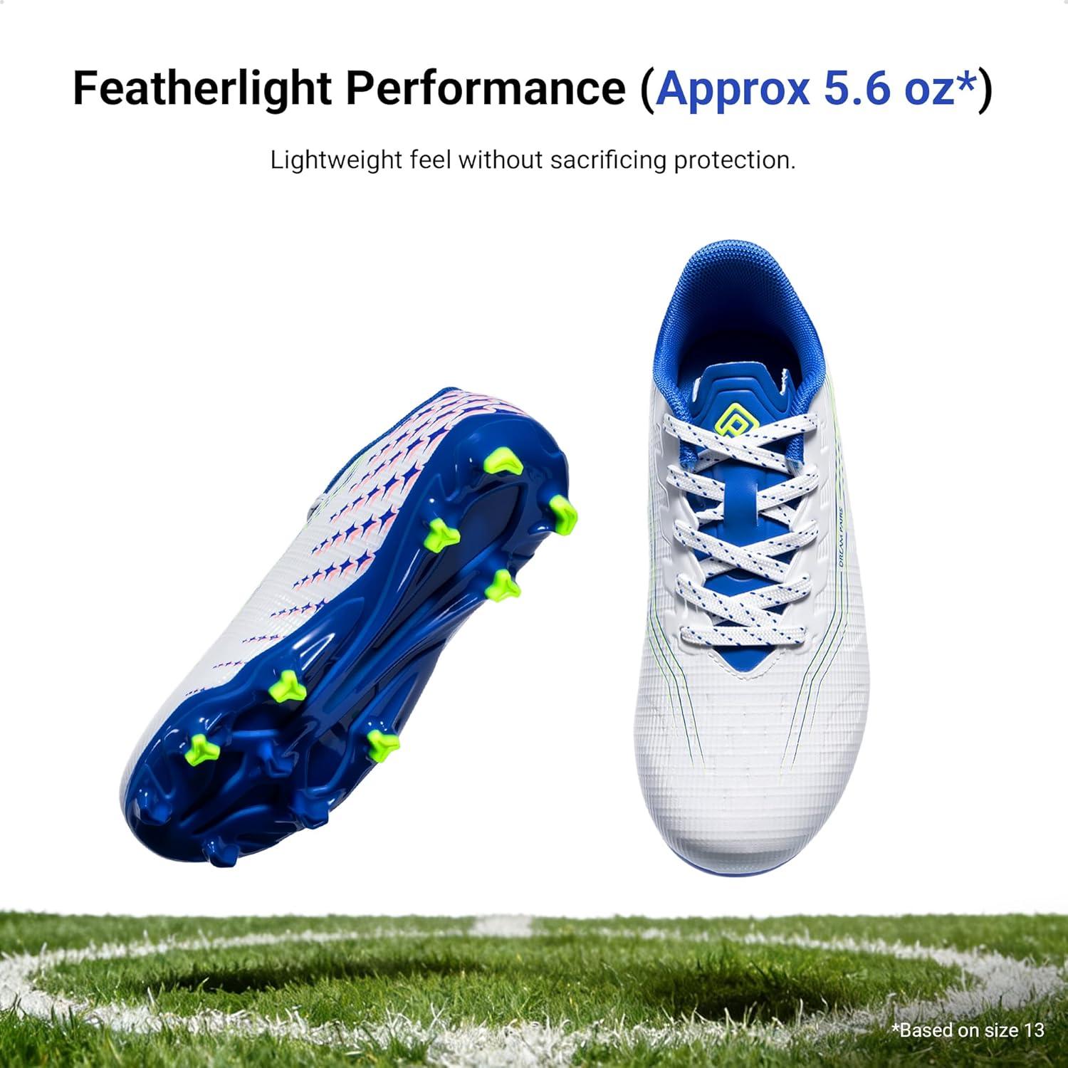 image:imageDREAM PAIRS Boys Girls FG AG Soccer Cleats HighSpeed AntiTwist Lightweight Football ShoesWhite