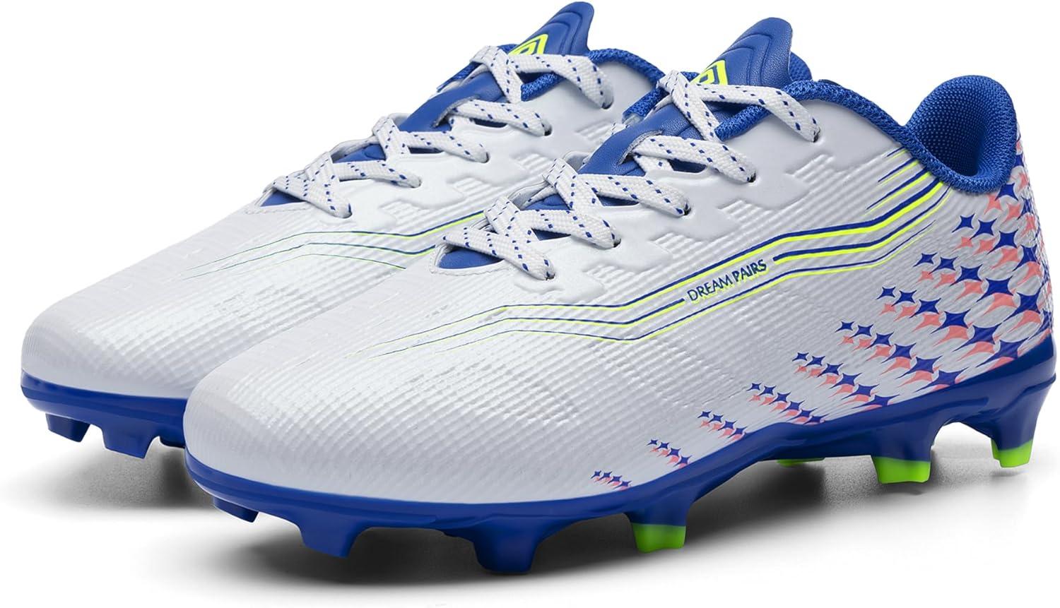 image:imageDREAM PAIRS Boys Girls FG AG Soccer Cleats HighSpeed AntiTwist Lightweight Football ShoesWhite