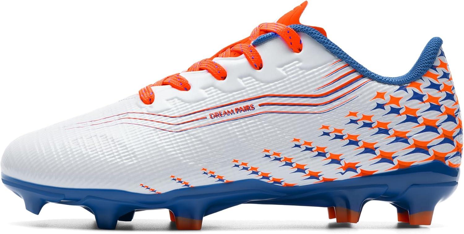 image:imageDREAM PAIRS Boys Girls FG AG Soccer Cleats HighSpeed AntiTwist Lightweight Football ShoesWhiteOrange