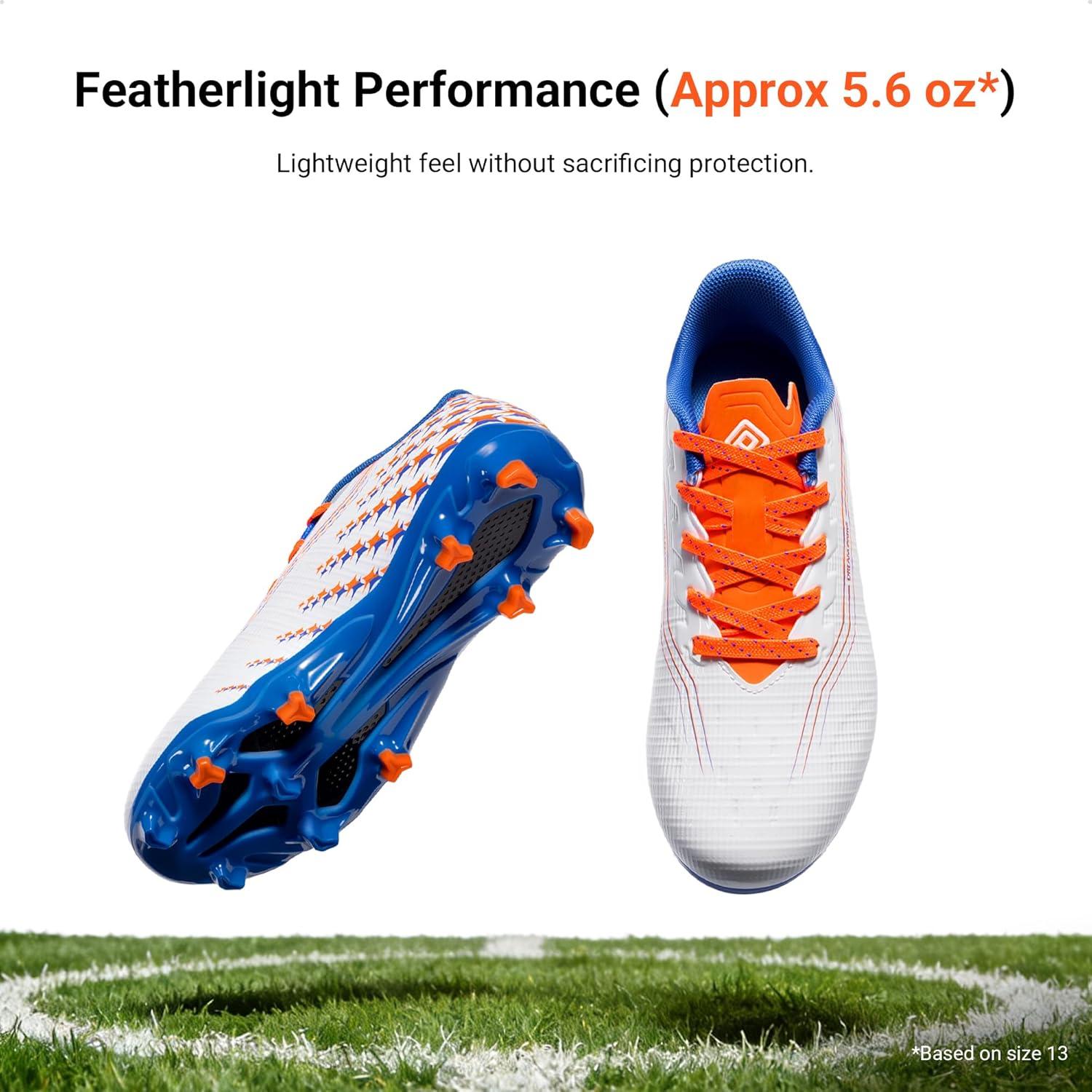 image:imageDREAM PAIRS Boys Girls FG AG Soccer Cleats HighSpeed AntiTwist Lightweight Football ShoesWhiteOrange