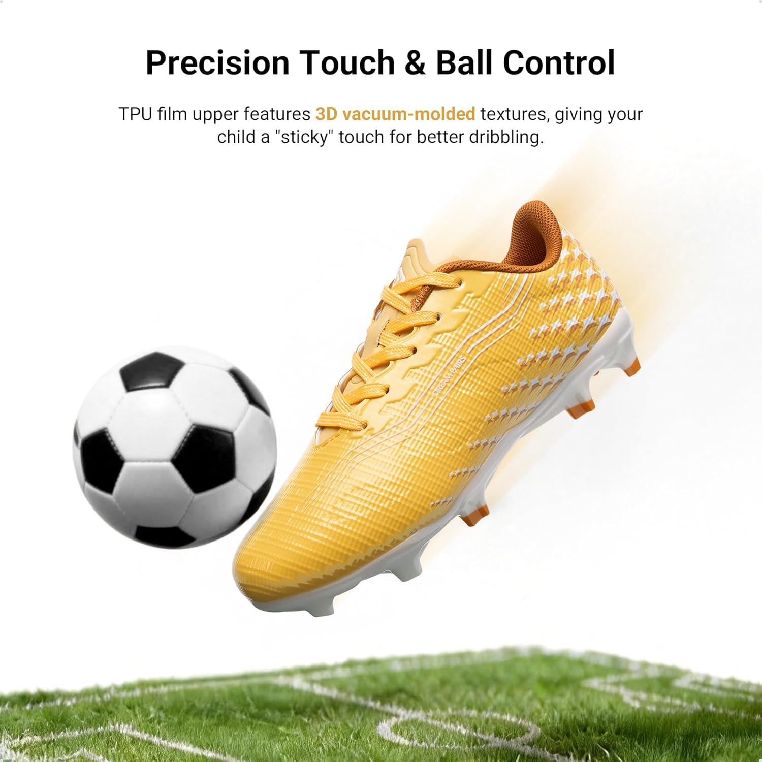 image:imageDREAM PAIRS Boys Girls FG AG Soccer Cleats HighSpeed AntiTwist Lightweight Football ShoesYellow