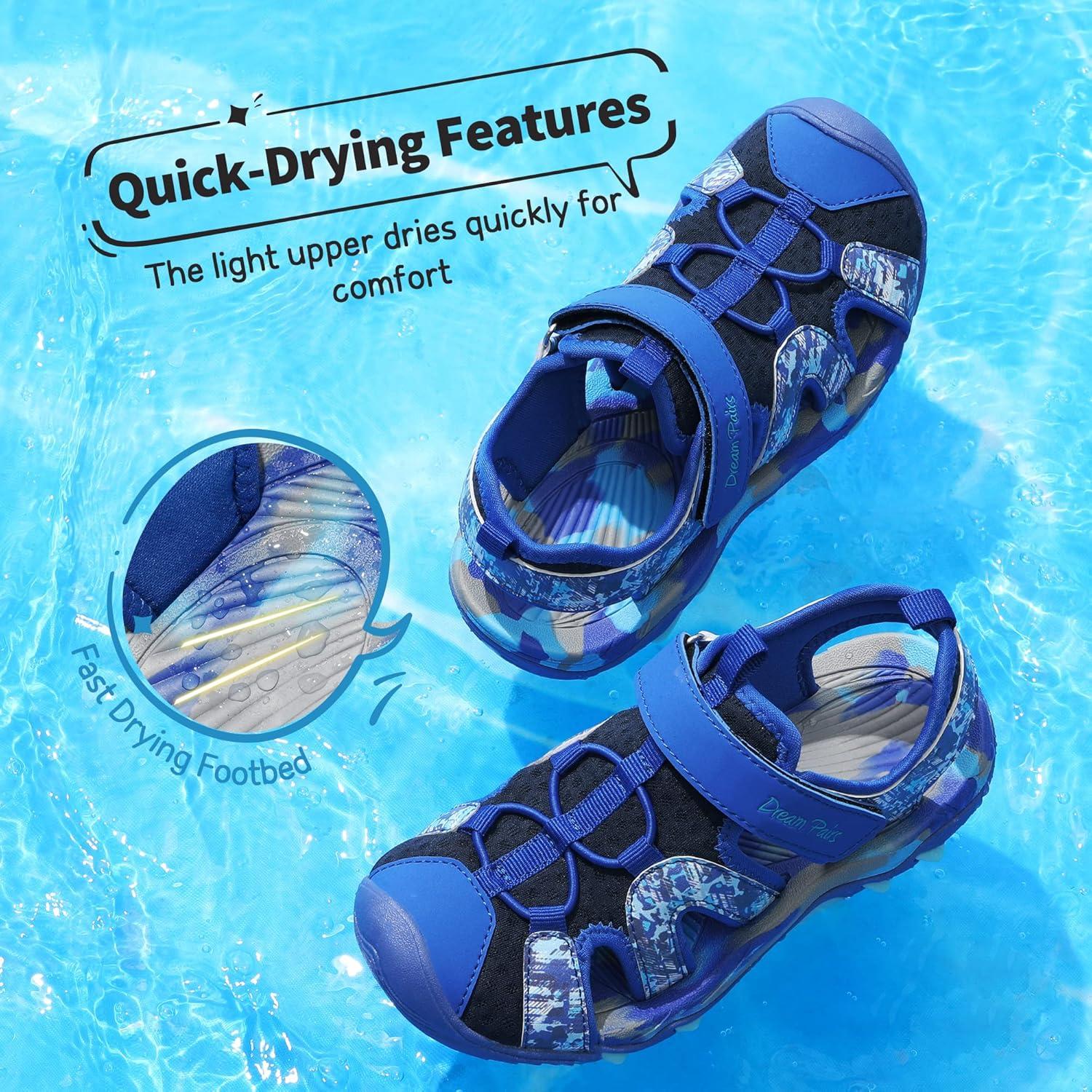 image:imageDREAM PAIRS Boys Girls Summer Outdoor Athletic Sport Sandals for ToddlerLittleBig KidRoyal Blue