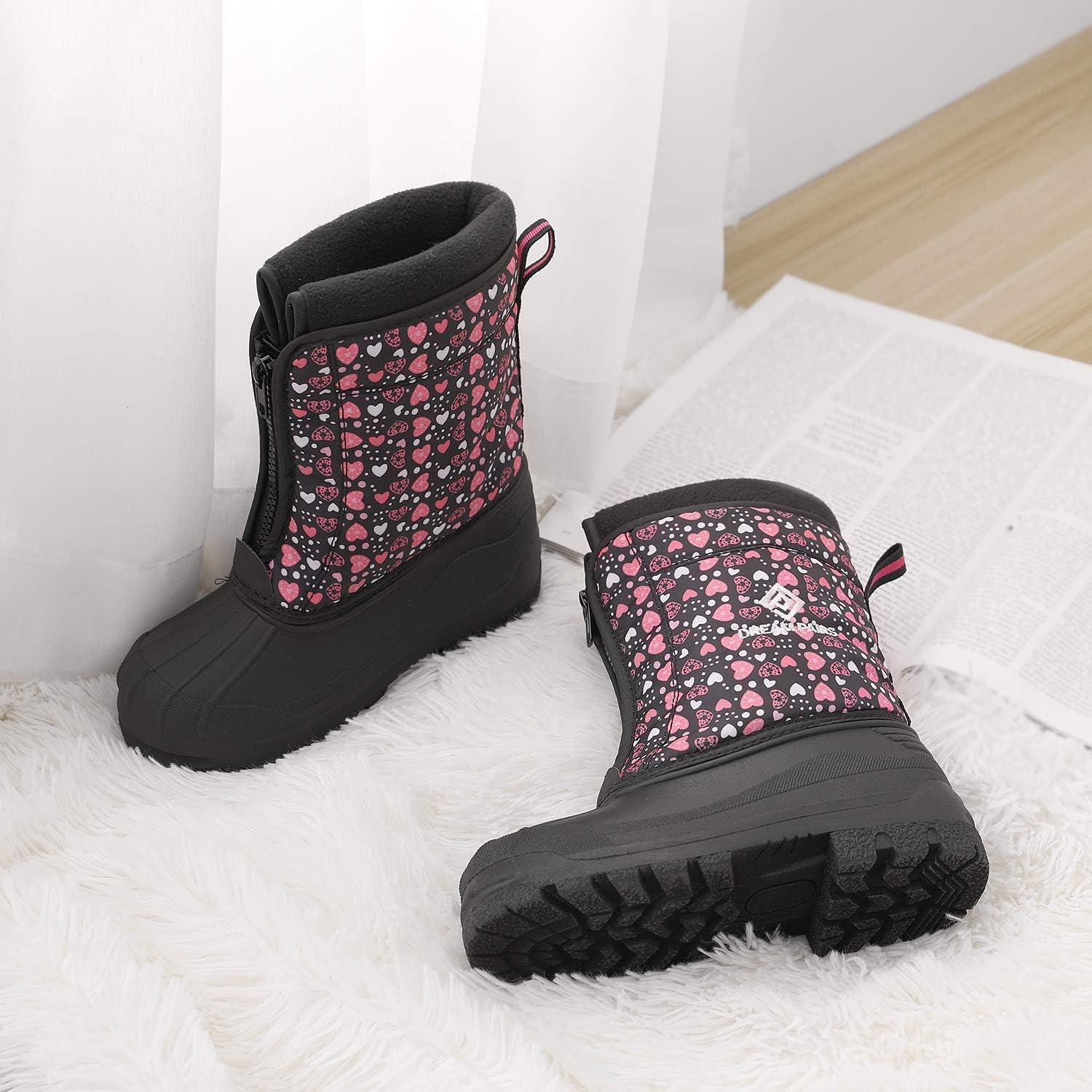 image:imageDREAM PAIRS Boys Girls Waterproof Winter Snow Boots for LittleBig KidsBlackPink